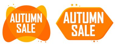 Autumn Sale. Set discount banners, deal tags design template, spend up and save more, vector illustration