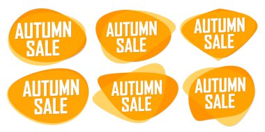 Autumn Sale. Set discount banners, deal tags design template, spend up and save more, vector illustration