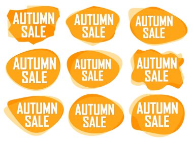 Autumn Sale. Set discount banners, deal tags design template, spend up and save more, vector illustration