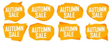 Autumn Sale. Set discount banners, deal tags design template, spend up and save more, vector illustration