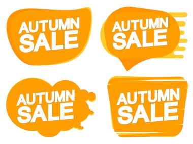Autumn Sale. Set discount banners, deal tags design template, spend up and save more, vector illustration