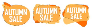 Autumn Sale. Set discount banners, deal tags design template, spend up and save more, vector illustration