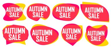 Autumn Sale. Set discount banners, deal tags design template, spend up and save more, vector illustration