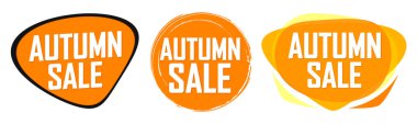 Autumn Sale. Set discount banners, deal tags design template, spend up and save more, vector illustration