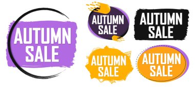 Autumn Sale. Set discount banners, deal tags design template, spend up and save more, vector illustration