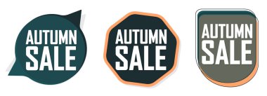 Autumn Sale. Set discount banners, deal tags design template, spend up and save more, vector illustration