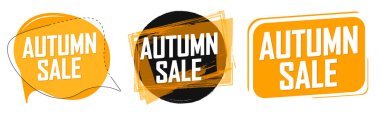 Autumn Sale. Set discount banners, deal tags design template, spend up and save more, vector illustration