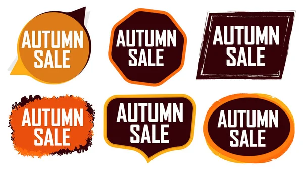 Autumn Sale Set Discount Banners Deal Tags Design Template Spend — Image vectorielle