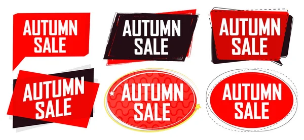 Autumn Sale. Set discount banners, deal tags design template, spend up and save more, vector illustration