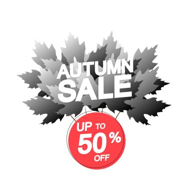 Autumn Sale up to 50% off, poster design template, season best offer. Discount banner for online shop, vector illustration.