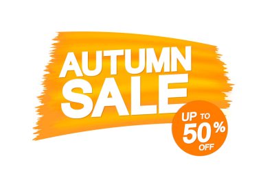 Autumn Sale up to 50% off, poster design template, season best offer. Discount banner for online shop, vector illustration.