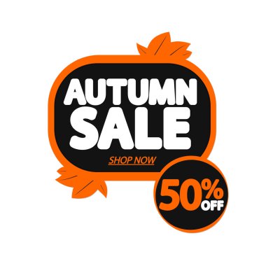 Autumn Sale up to 50% off, poster design template, season best offer. Discount banner for online shop, vector illustration.