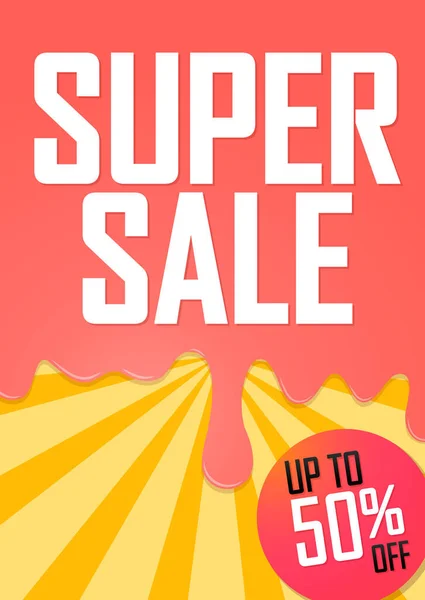 Super Sale Discount Poster Design Template Promotion Banner Shop Online — Vetor de Stock