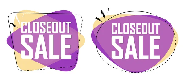 Closeout Sale Set Discount Banners Promo Tags Design Template Vector — Image vectorielle
