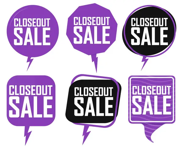 Closeout Sale Set Discount Banners Promo Tags Design Template Vector — Image vectorielle