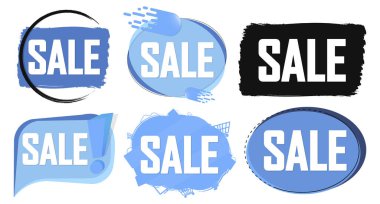 İndirim pankartlarını, indirim etiketlerini tasarım şablonunu, vektör illüstrasyonunu ayarla