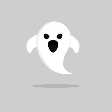 Ghost icon, Halloween symbol, flat graphic design template, vector illustration