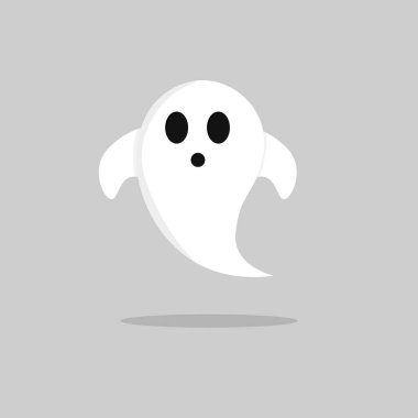 Ghost icon, Halloween symbol, flat graphic design template, vector illustration