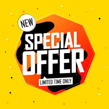 Special Offer. Sale poster design template. Discount banner for shop or online store, vector illustration.