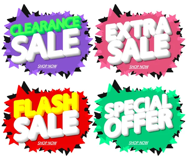 Set Sale Banners Design Template Tags Desconto Grande Promoção Ilustração — Vetor de Stock