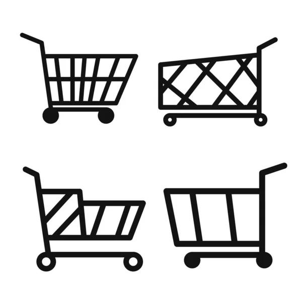 Shopping Cart Icons Flat Graphic Design Template Set Trolley Symbols — Stockový vektor