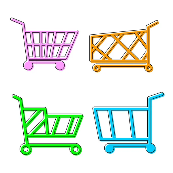 Shopping Cart Icons Flat Graphic Design Template Set Trolley Symbols — Stockový vektor