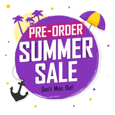 Pre-Order Summer Sale, discount poster design template, promo shopping banner, vector illustration