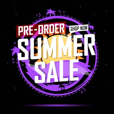 Pre-Order Summer Sale, discount poster design template, promo shopping banner, vector illustration