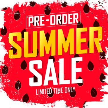 Pre-Order Summer Sale, discount poster design template, promo shopping banner, vector illustration