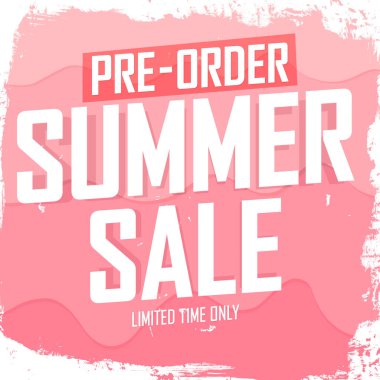 Pre-Order Summer Sale, discount poster design template, promo shopping banner, vector illustration
