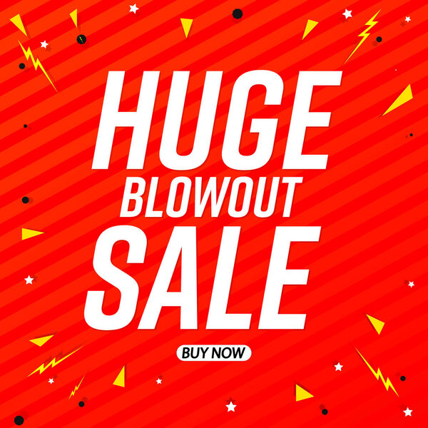 Огромная распродажа Blowout, дисконтный дизайн плакатов соблазняют. Рекламный баннер для магазина или интернет-магазина, векторная иллюстрация.