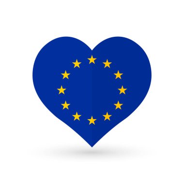 Heart symbol, flag of Europe. European flag, vector illustration