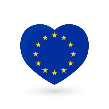 Heart symbol, flag of Europe. European flag, vector illustration