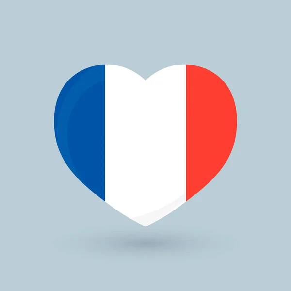 Heart Symbol French Flag Vector Illustration — Vetor de Stock