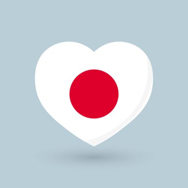 Heart symbol, flag of Japan, vector illustration