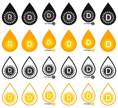 Vitamin D and D3, set icons, isolated symbols, vector illustration