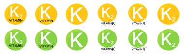Set vitamin k icons. Collection K2 production symbols. Vector signs.