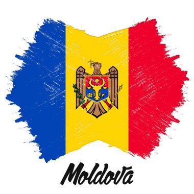 Moldova bayrağı, vektör illüstrasyon. Orijinal renklerde ulusal üç renk.