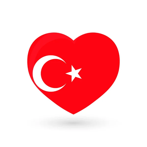 Symbole Cœur Illustration Vectorielle Drapeau Turquie — Image vectorielle