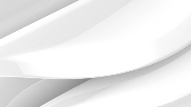 Soyut beyaz arkaplan. Soyut beyaz yapraklar. Üç boyutlu. 3B görüntüleme