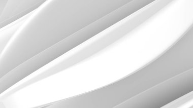 Soyut beyaz arkaplan. Soyut beyaz yapraklar. Üç boyutlu. 3B görüntüleme