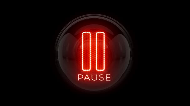 Pause Pause Reveal Pause Button Pause Icon Nixie Tube Indicator — Stock Video