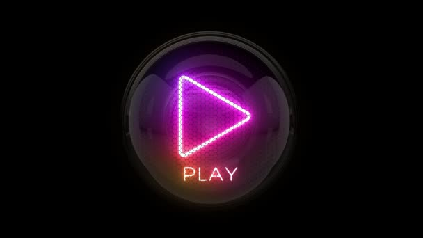 Play Play Button Play Icon Play Reveal Nixie Tube Indicator — Stock Video