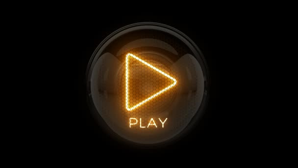 Зіграй Кнопка Відтворення Грати Піктограмі Грайте Розкрийте Індикатор Трубки Ніксі — стокове відео