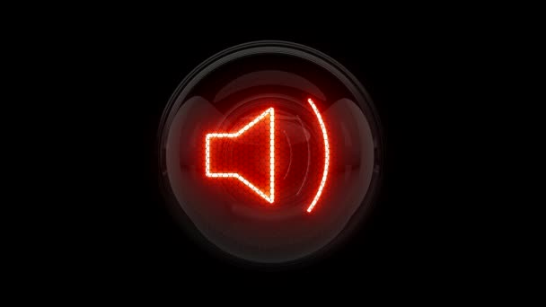 主讲人喇叭按钮 动画按钮 公开的 扬声器符号 Nixie管指示器数字 气体排放指示灯 3D渲染 — 图库视频影像