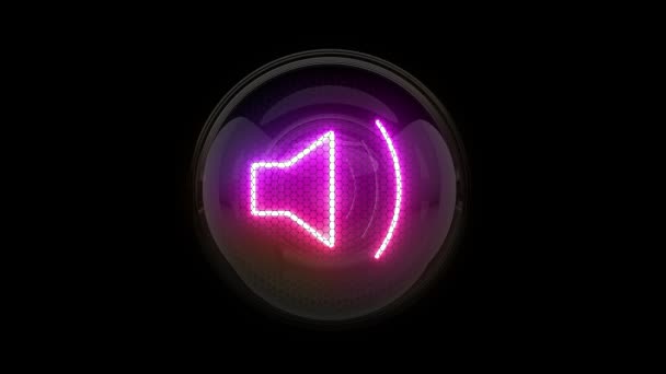 主讲人喇叭按钮 动画按钮 公开的 扬声器符号 Nixie管指示器数字 气体排放指示灯 3D渲染 — 图库视频影像