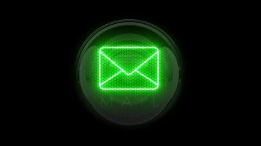 Posta geldi. Posta düğmesi. E-posta. Nixie tüp göstergesi. Gaz boşaltım göstergeleri ve lambalar. Üç boyutlu. 3B Hazırlama 