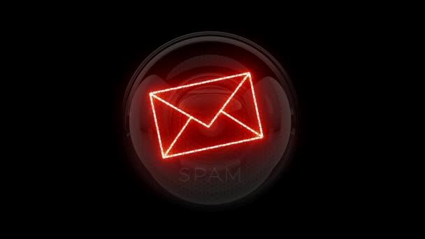 Red Postal Envelope Spam Spam Button Loop Reveal Nixie Tube — Stock Video