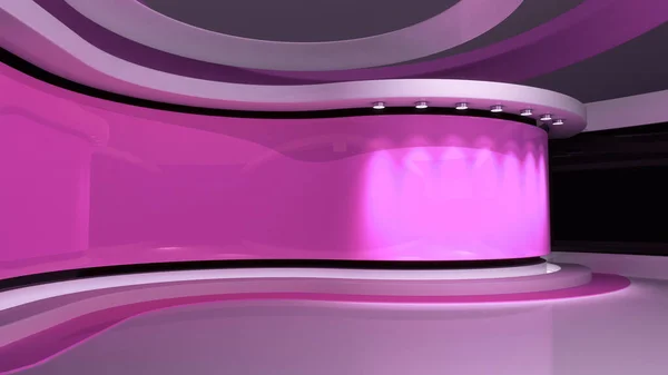ピンク スタジオ ピンクの背景 ニューススタジオ 緑の画面やクロマキービデオや写真の生産のための完璧な背景 速報だ 3Dレンダリング — ストック写真