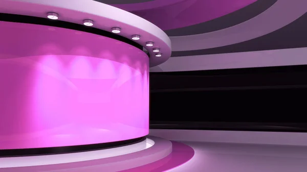 ピンク スタジオ ピンクの背景 ニューススタジオ 緑の画面やクロマキービデオや写真の生産のための完璧な背景 速報だ 3Dレンダリング — ストック写真